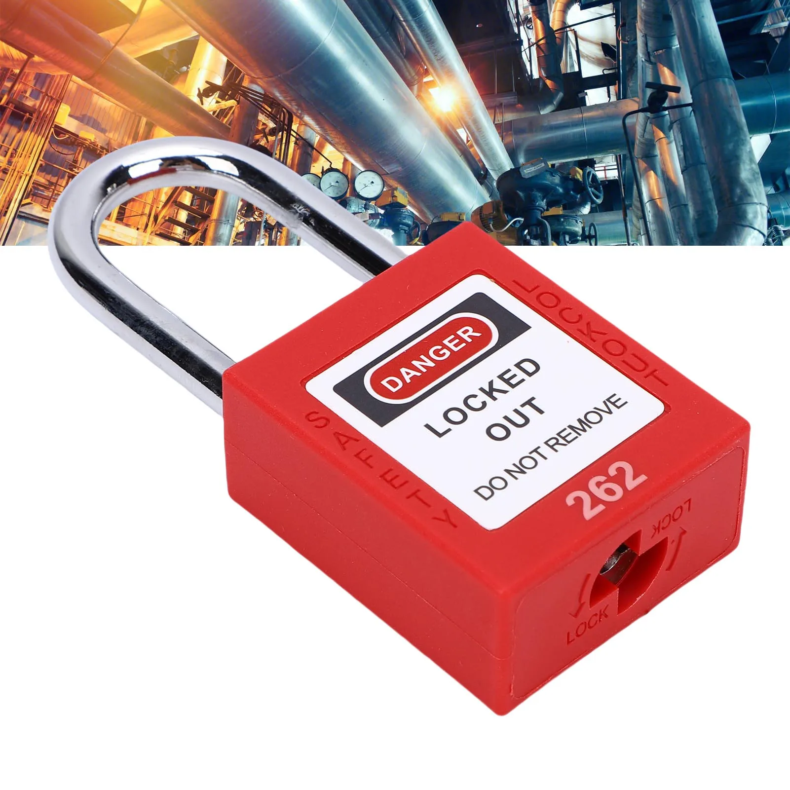 赤色のロックアウトタグアウト安全南京錠-自動上昇シャックル付きロックアウトタグアウトロック-ロックアウト南京錠