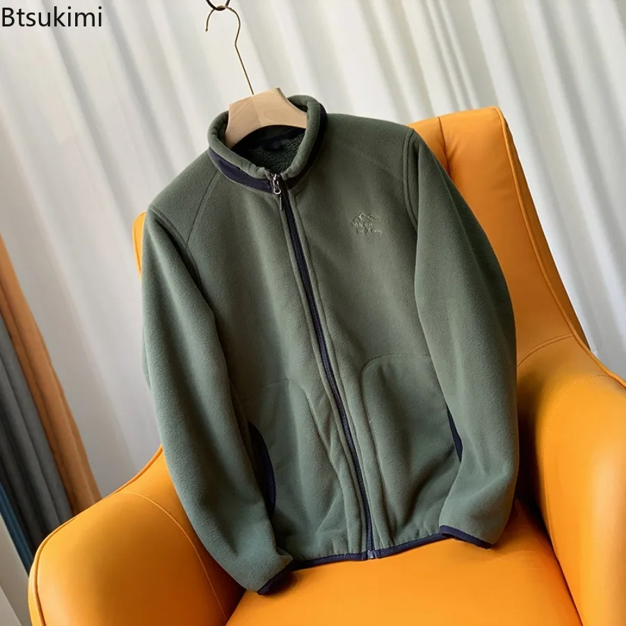 Casual Fleece Thick Hoodies Men Jacket Autumn Winter Korean Fashion Loose Stand Collar Plush Zipper Sweatshirt Outwear Hoodies