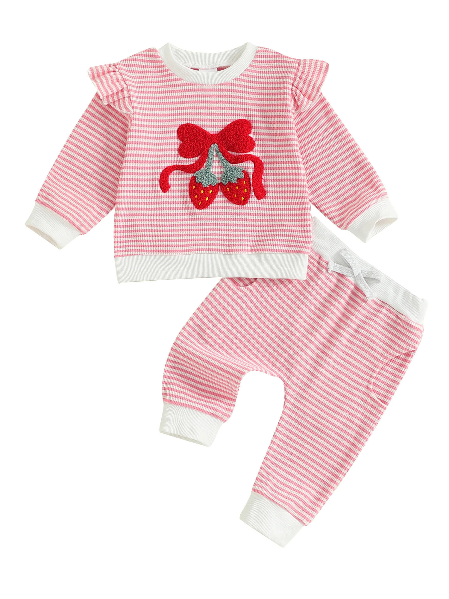 

Комплект из 2 предметов для маленьких девочек, топ с рюшами и рукавами с цветочным принтом и джинсовый комбинезон, весенний наряд, детская одежда для игр