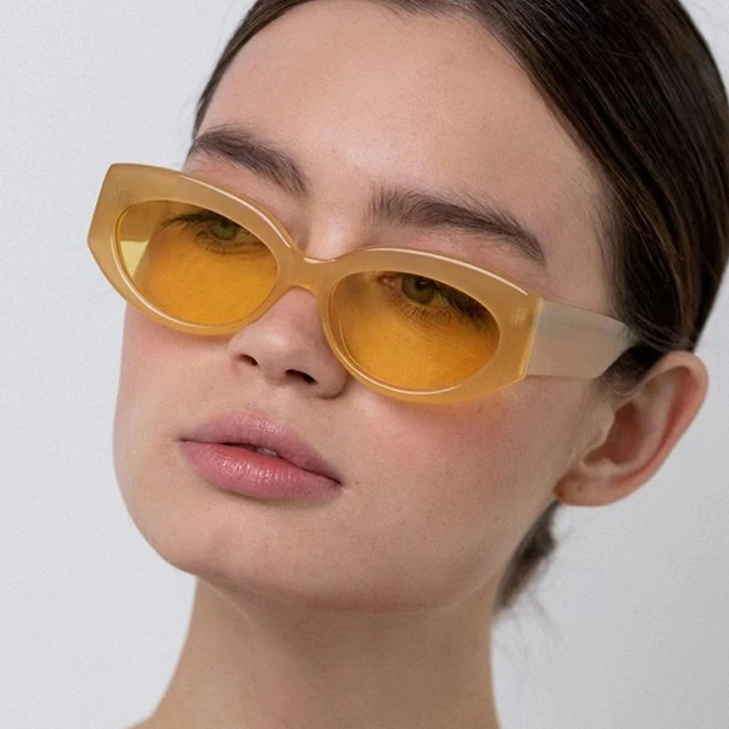 SO & EI gafas de sol Retro de ojo de gato Color gelatina para mujer, gafas de sol ovaladas de diseñador de marca a la moda, gafas de sol UV400 para hombre, gafas de sol de tendencia