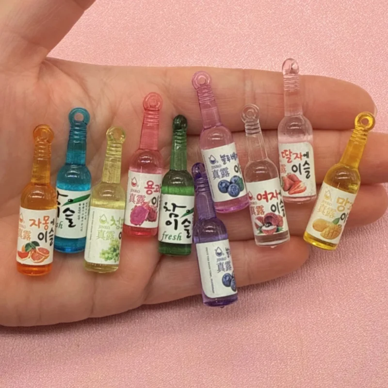 10pcs resin beverage bottle pendant, DIY jewelry making earrings, keychain accessories