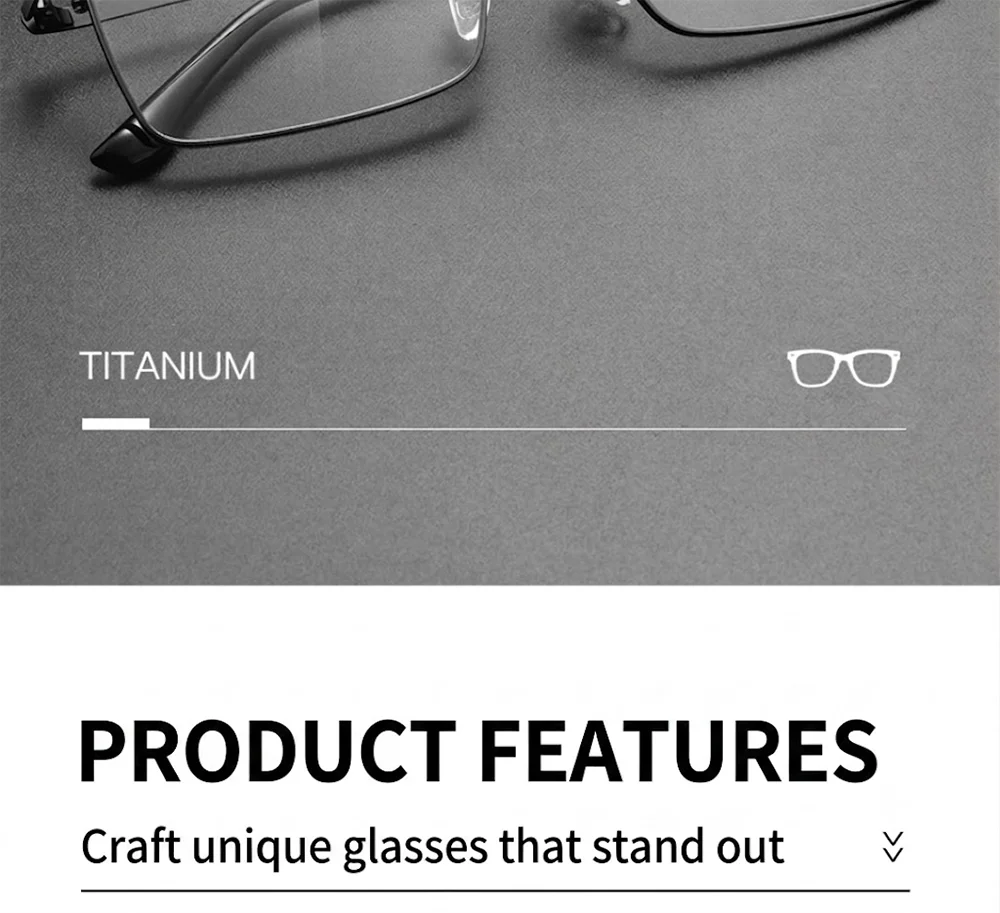Luxuriöse Business-Lesebrille aus Titan für Herren, 10 g, ultraleicht, entmagnetisiert, quadratischer optischer Brillenrahmen, flexibel, bequem – Detail 2