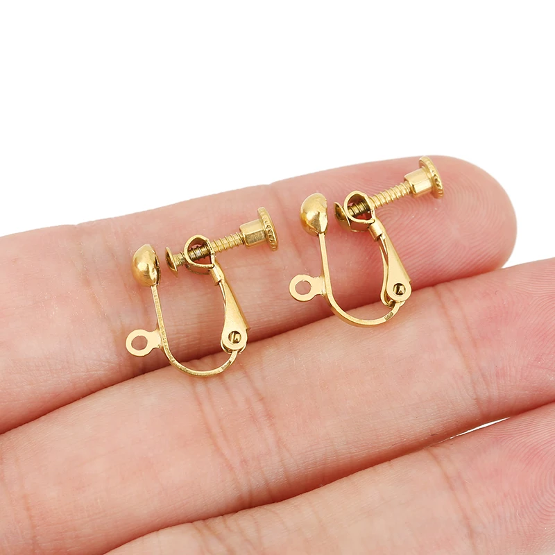 4 piezas de clips para pendientes de acero inoxidable PVD que no se desvanecen, cierres hipoalergénicos para hacer pendientes, accesorios para joyería DIY.