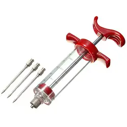 Food Grade PP BBQ Meat Syringe Kitchen Tools BBQ Meat Flavor Injector with 3 Stainless Steel Needles Kitchen for Home Outdoor