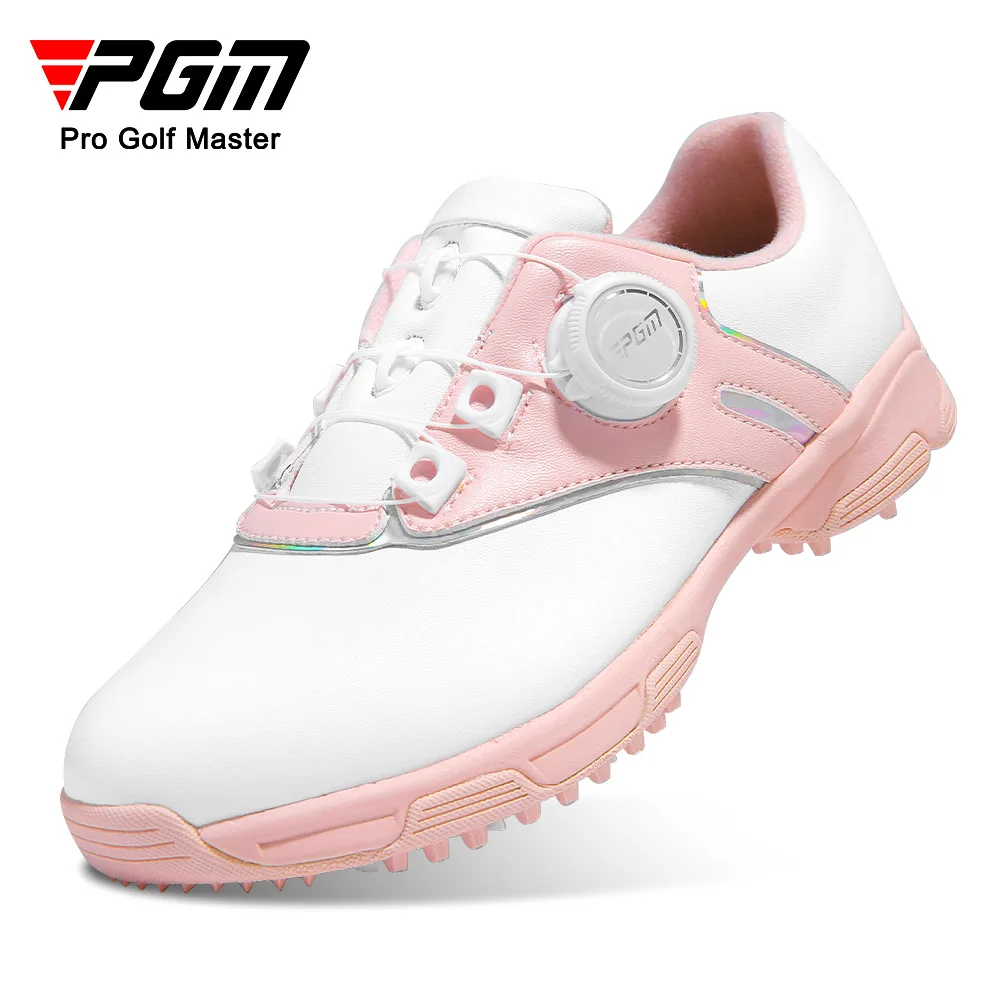 

PGM Children Golf Shoes for Girls with Knob Laces Waterproof and Anti Slip Sports Sneakers