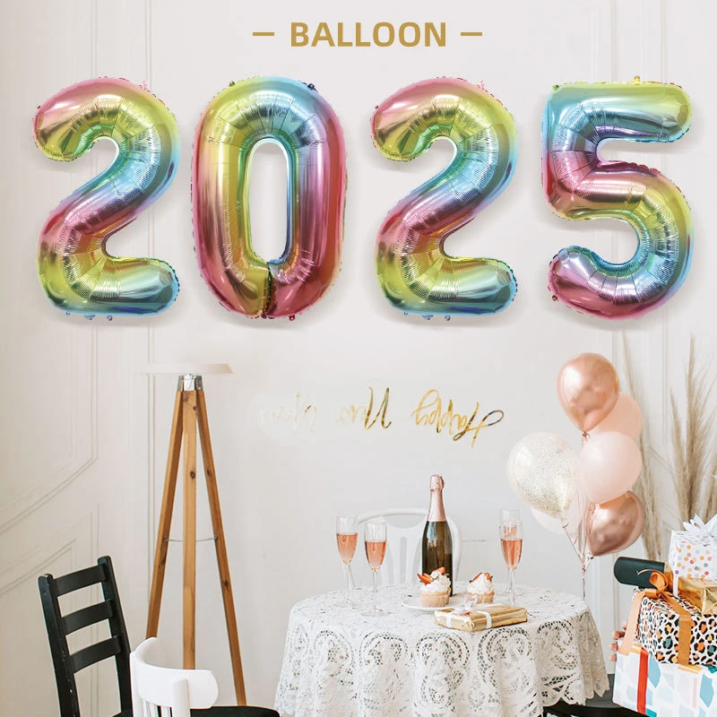 1pc 16inch Connection Crown 2025 Number Foil Balloons New Year 2025 Decoration Christmas Decorations For Home Decoration