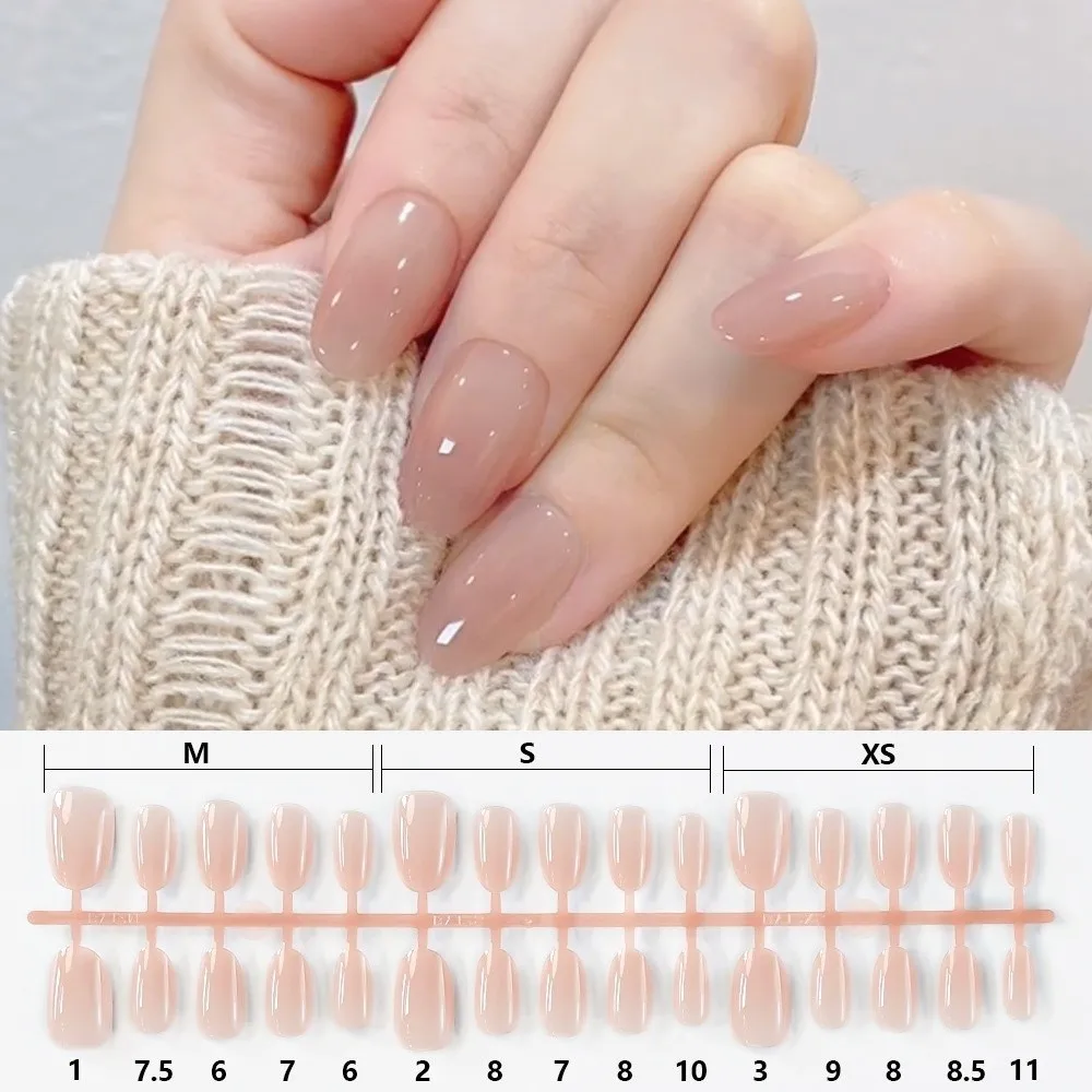 150pcs Fashion Glossy Finish Fake Nails Gradient Nude Short Almond Nail Tips Natural False Nails Women Use