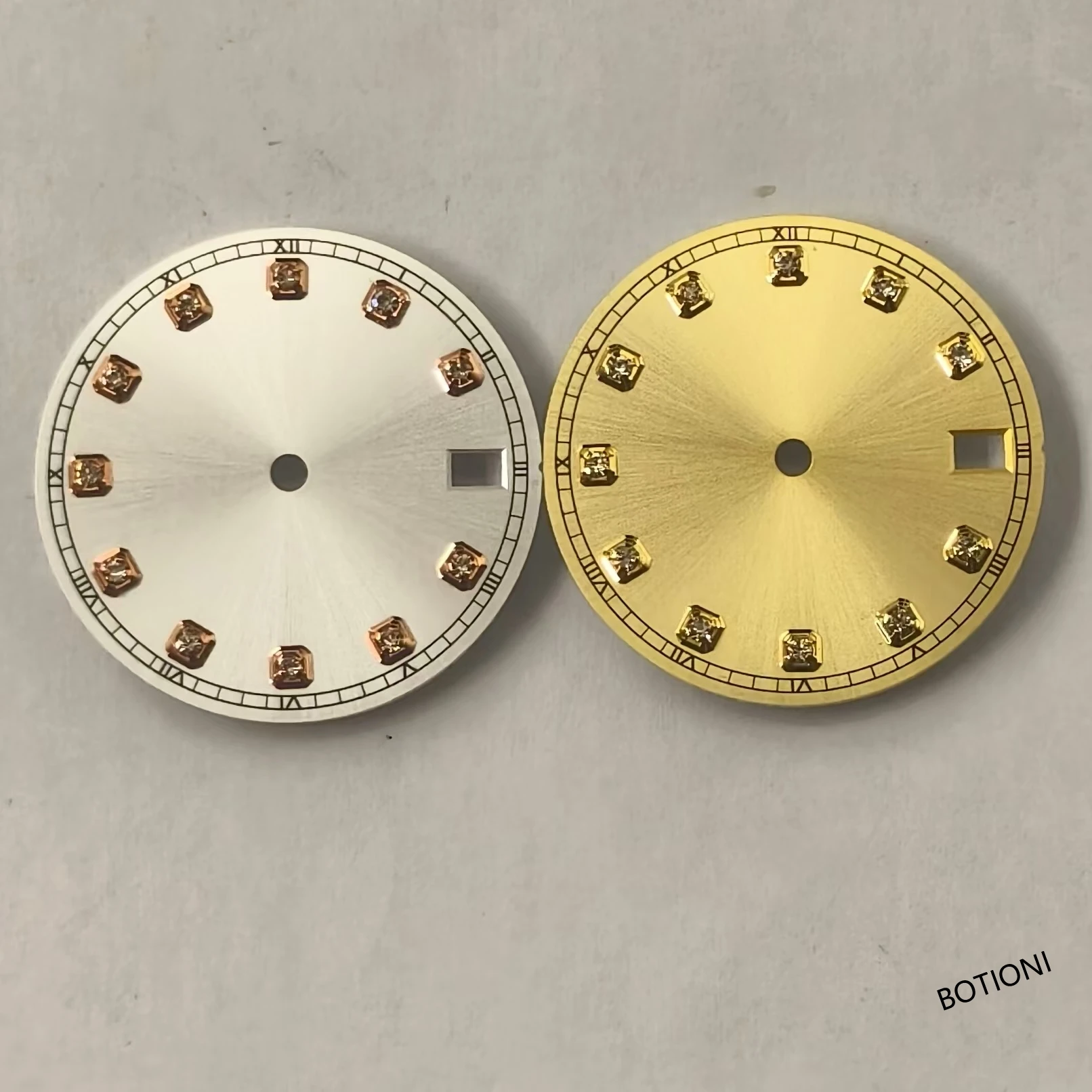 BOTIONI 28.5 ملم قرص ساعة معقم أسود أزرق فضي وردي رمادي، تناسب حركة NH34 NH35 تناسب تاج الساعة 3/3.8/4.2، وجه الساعة