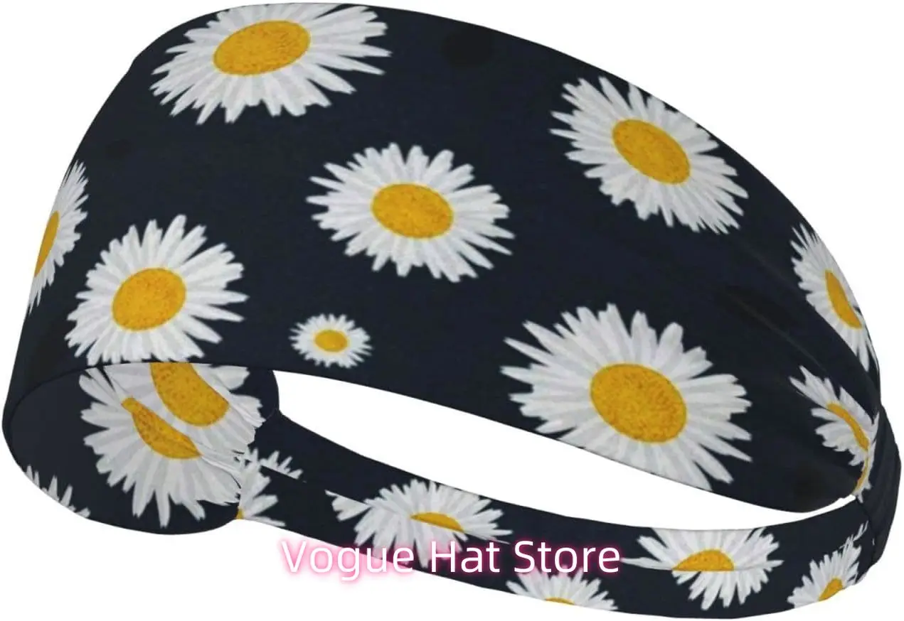

Sunflower Daisy Floral Workout Headbands Fashion Sports Sweatbands Yoga for Fitness Athletic Non Slip Wicking Headsca