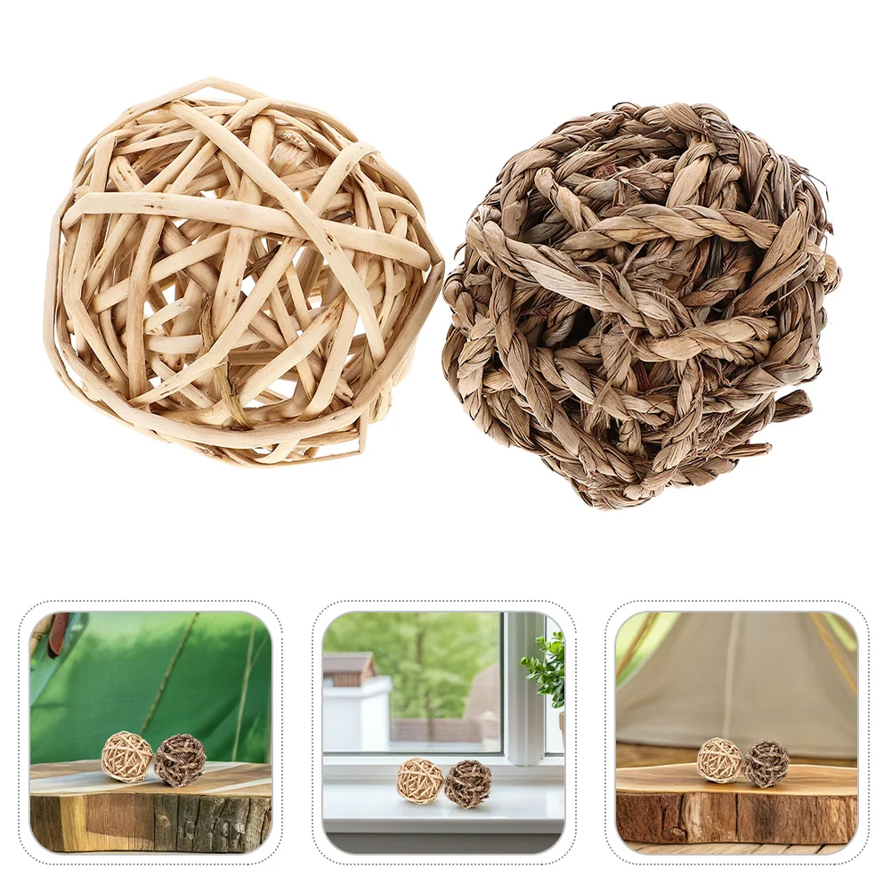 

3Pcs Small Animal Grass Balls Rabbit Teeth Grinding Balls Cage Activity Enrichment for Bunnies Chinchillas Guinea Pigs Hamsters
