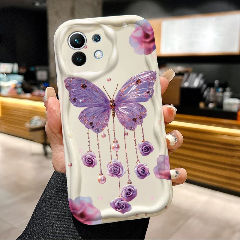 Чехол Artistic Butterfly Rose для Xiaomi POCO X7 X6 X5 X3 NFC F7 Ultra F6 F5 Pro F4 F3 GT M5S C65 C75 M3 M4 M5S M6 M7 Pro 4G 5G