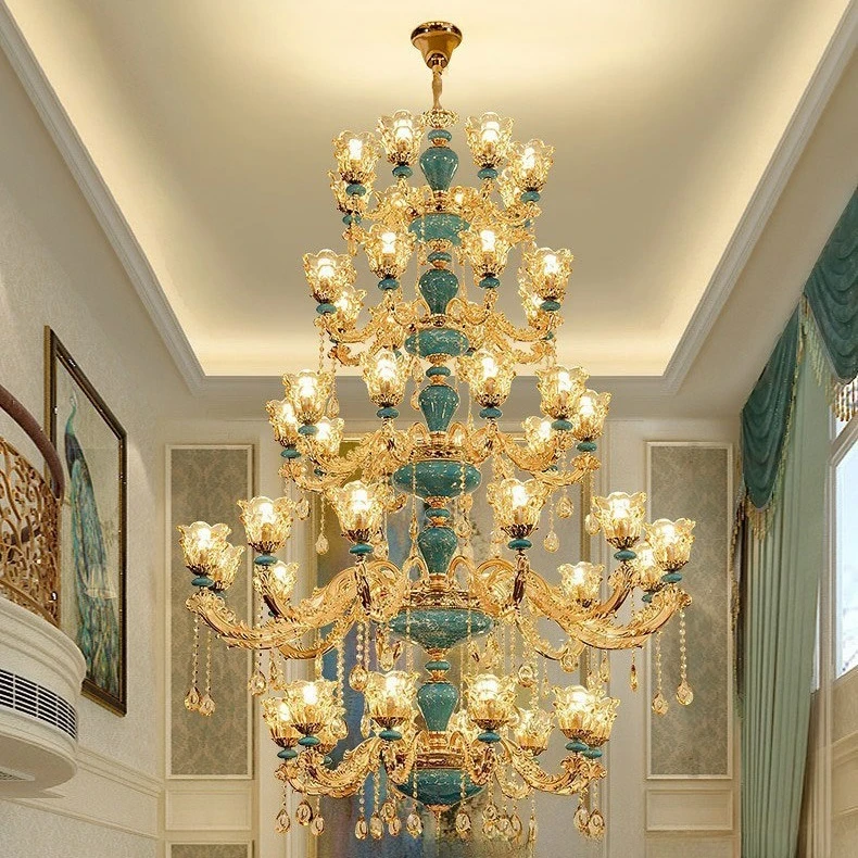 غرفة المعيشة ثريا كبيرة على الطراز الأوروبي فيلا كريستال درج مجوف بناء أرضية متوسطة #3