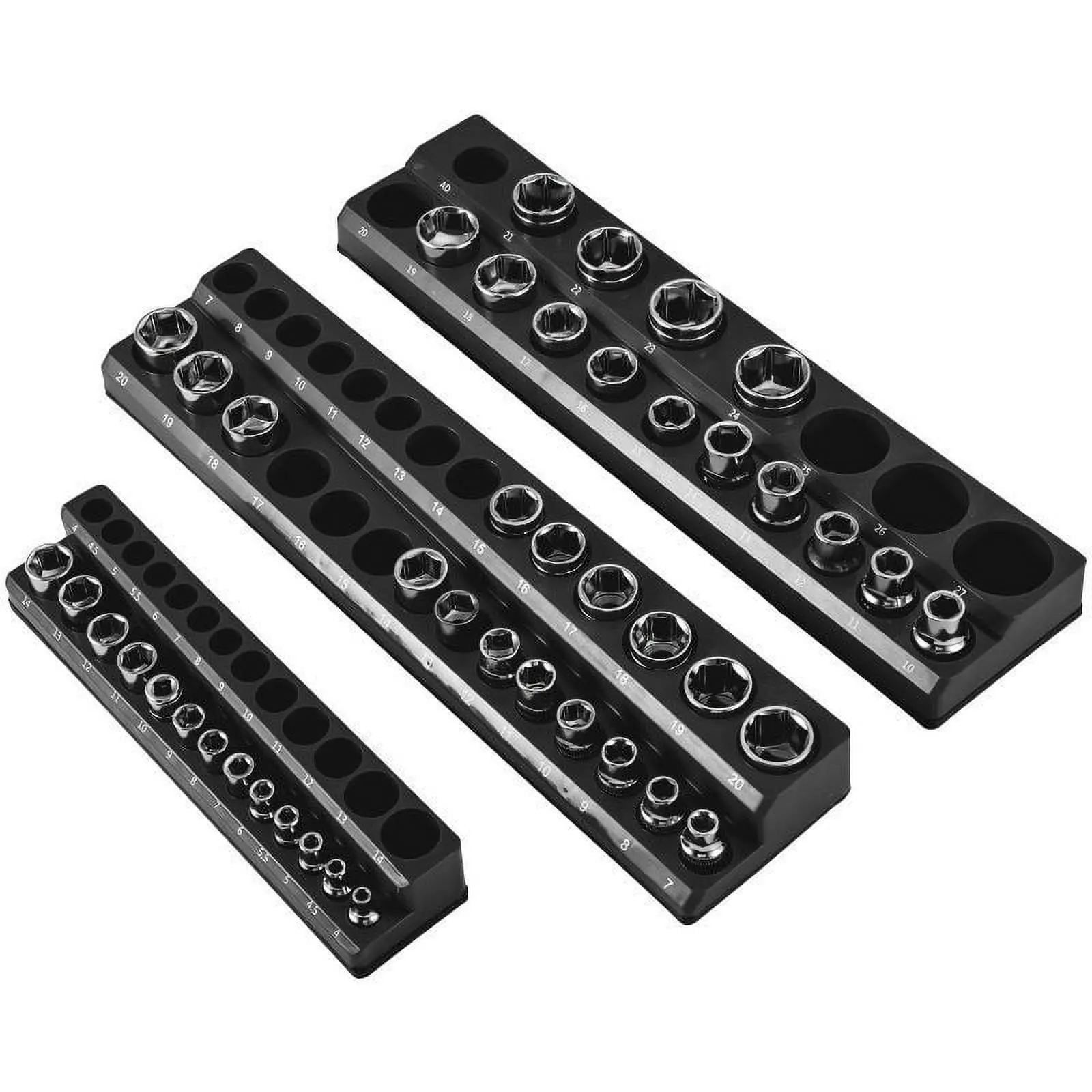 Magnetic Socket Tray Organizer Rail Holder Storage For Metric Imperial Drive Tool Box Garage Workshop Professional Rack Solution
