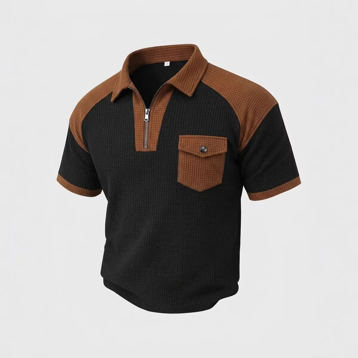 Summer men's new waffle fabric, lightweight, breathable, loose and soft, comfortable multi-color short-sleeved shirt