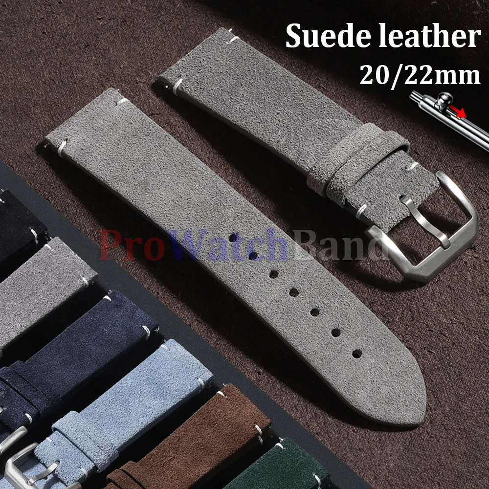 

New 20mm 22mm Soft Suede Watch Band for Seiko for Omega Universal Quick Release Bracelet Men Women Gray Wristbelt Calfskin Strap