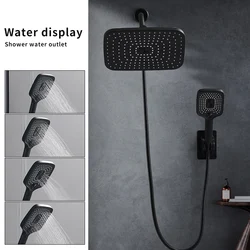 Luxurious Dual Shower Head Combo - High Pressure, Adjustable Rainfall & Handheld Spray, Modern Bathroom Decor