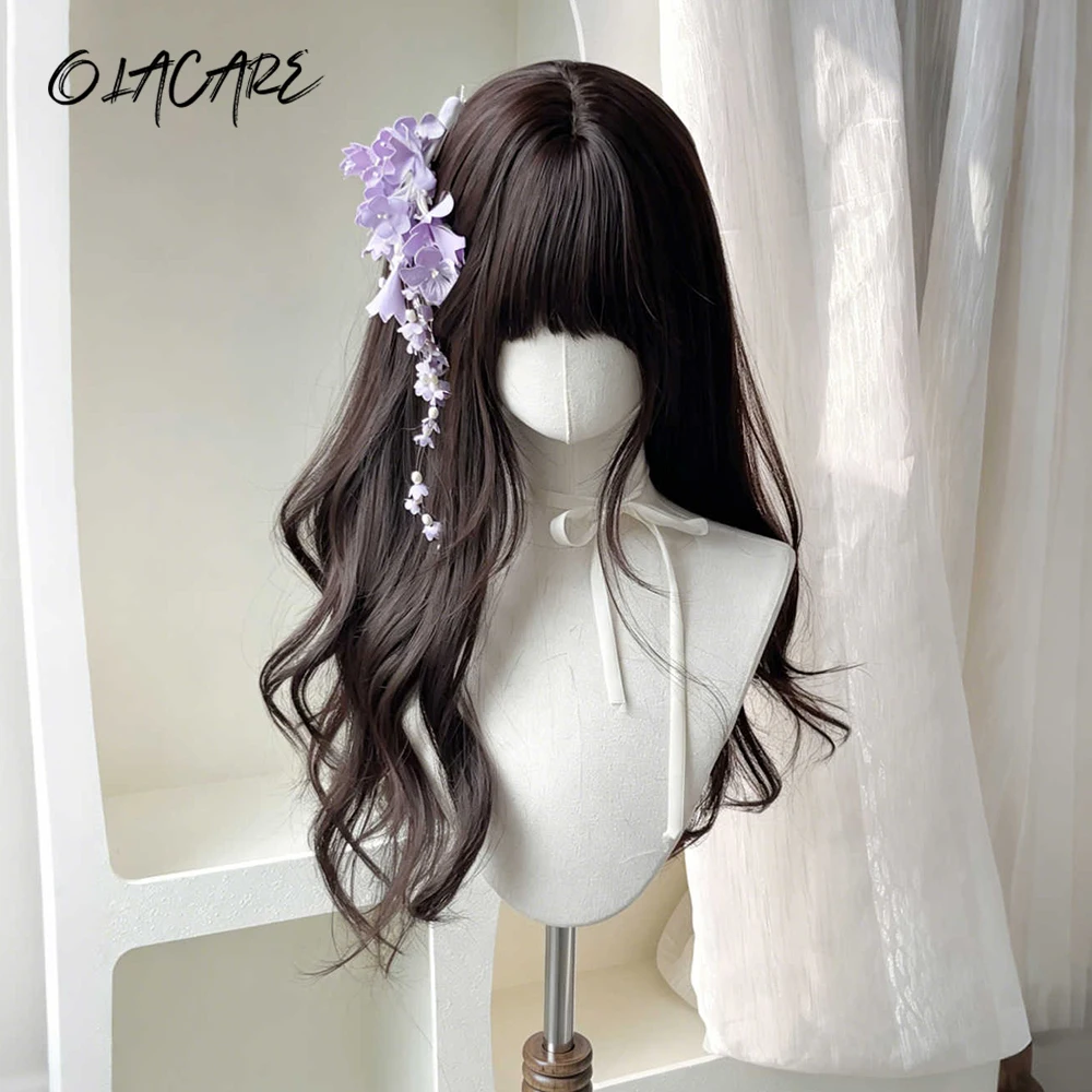 Female Headband Body Wavy Black Wig Rose Hair Net Models in French Bangs High Quality Simulation Hair Synthetic Wig