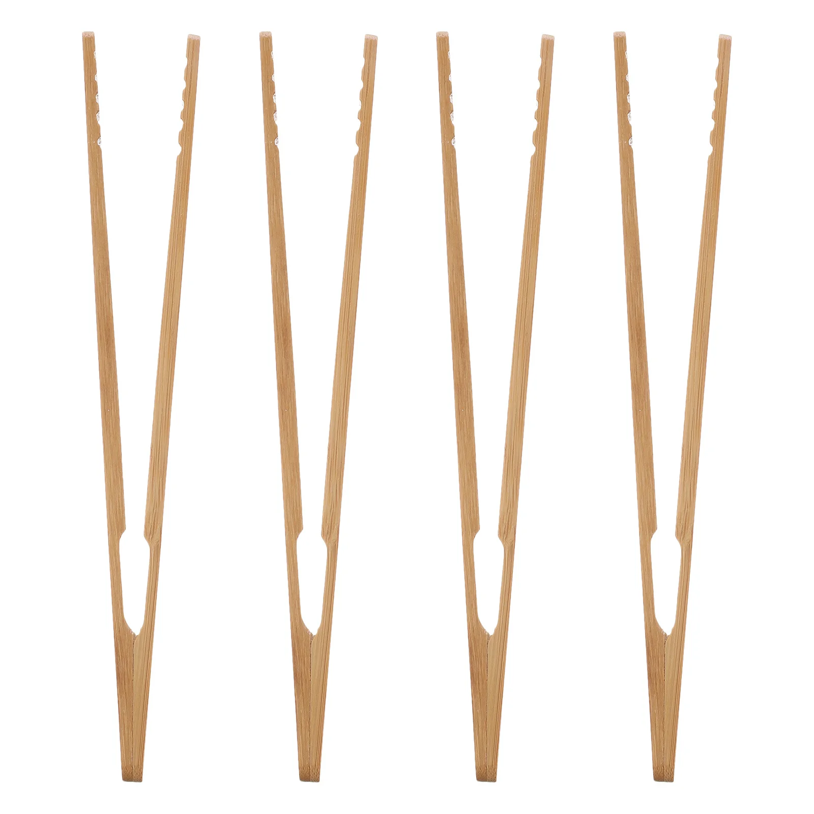 

4PCS Bamboo Dessert Tongs Corrosion Resistant Healthy Safe Practical Compact Size Portable Kitchen BBQ Travel Flat Dining Set