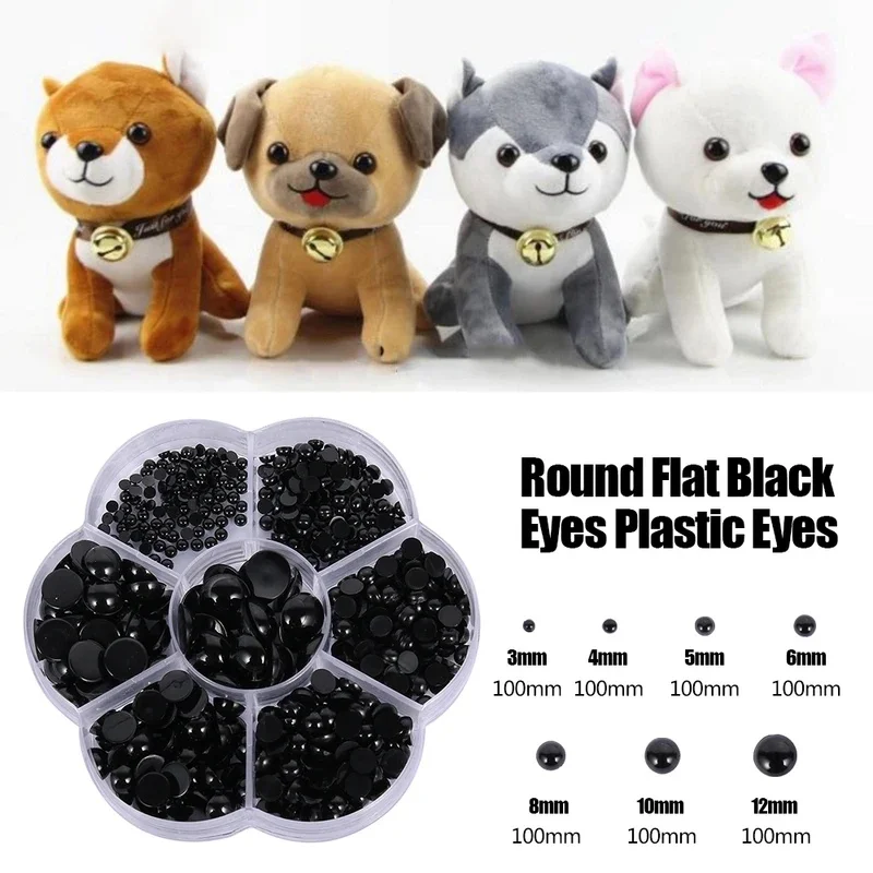 Kawaii 500Pcs Doll Making Safety Eyes Cute 3-12mm Reusable Plastic Button Eyes for DIY Bear Stuffed Animal Soft Toy