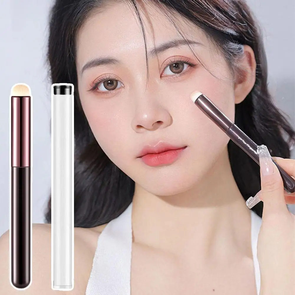 Round Lip Brush Storage Bucket Lipstick Brush Portable Makeup Lip Pencil Smudging Professional Concealer Lip Brush Liner D6G1