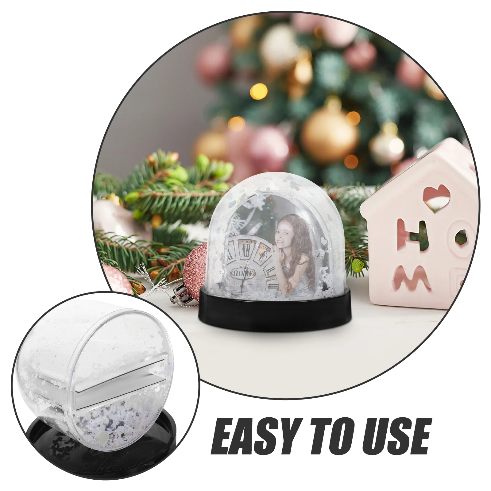 Decorate Snow Globe Photo Frame Child Christmas Cardstock Paper Kit Plastic DIY