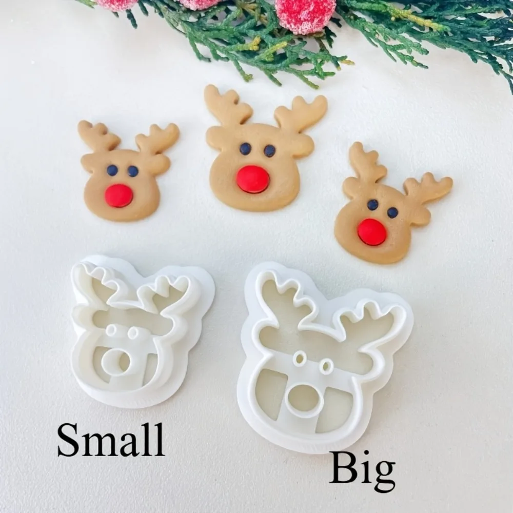 2Pcs Christmas Reindeer Cookie Cutter Set  Large & Small Rudolph Shaped Molds, Winter Holiday Baking & Fondant Tools