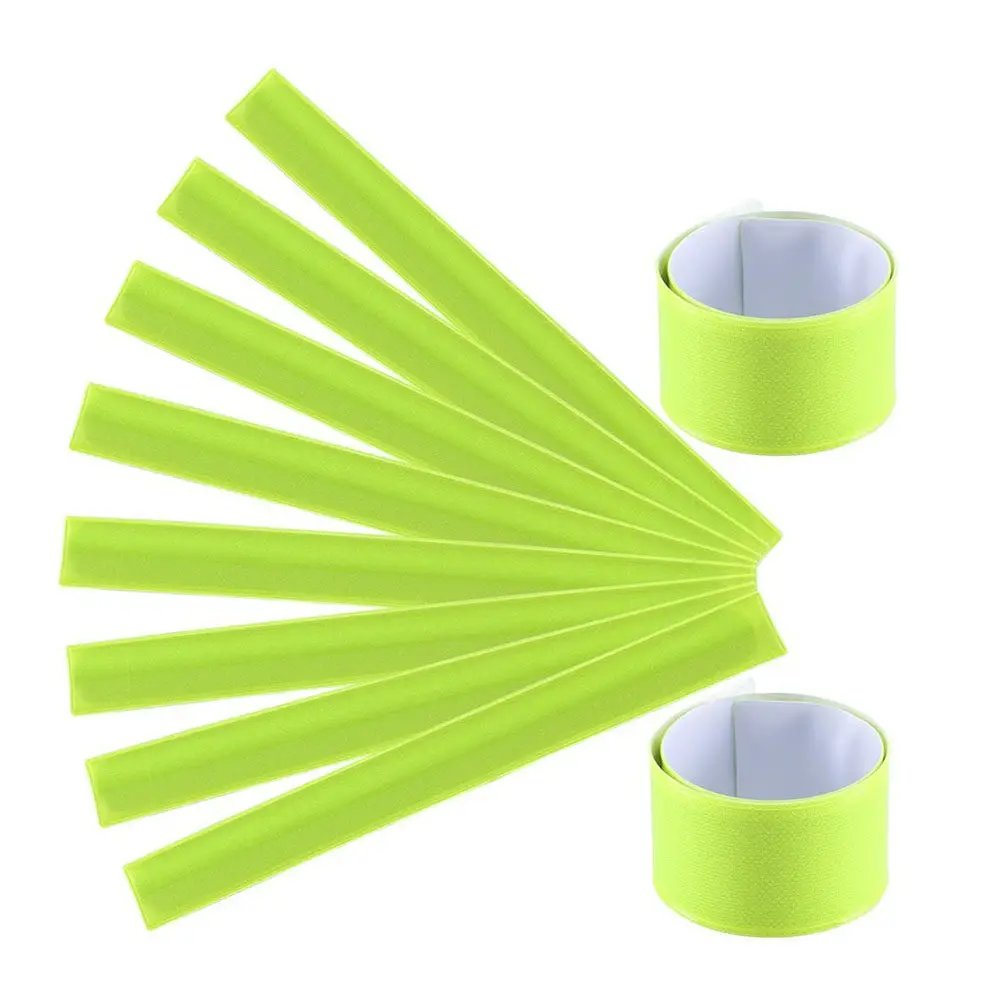 10Pcs Reflective Bracelets Slap Band Adjustable Wrist Ankle Band for Night Running Walking Hiking Jogging Dark Visibility Safety