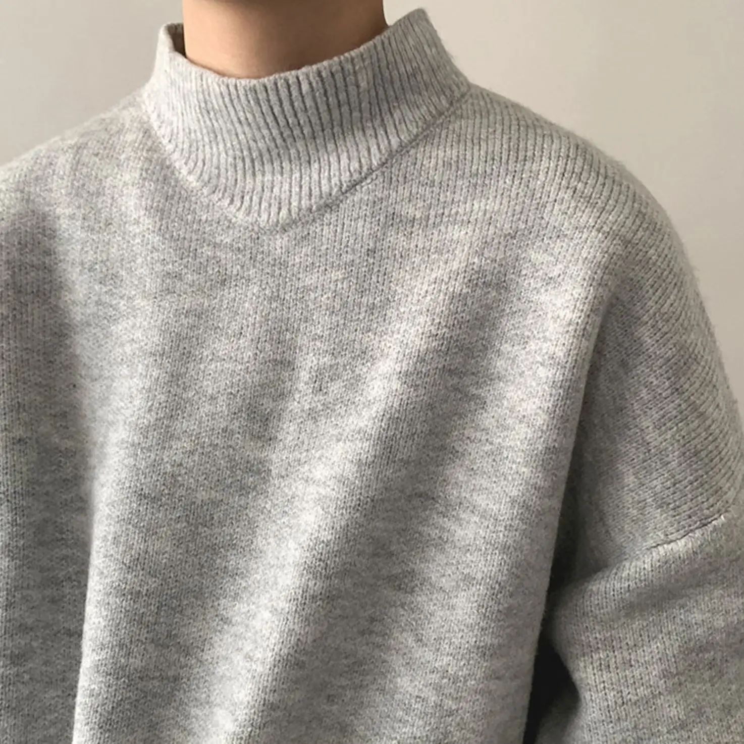 Half turtleneck sweater for men, winter Korean style lazy style pullover sweater trendy and handsome simple inner layering shirt