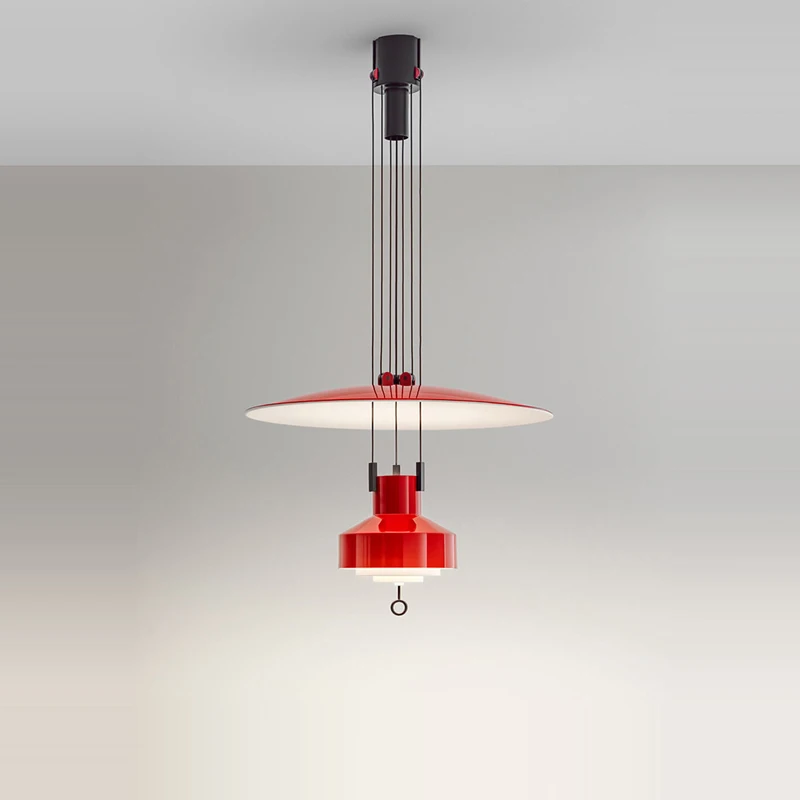 

Italian Flexible Up And Down Red Black LED Dimmable Aluminum Lustre Chandelier Lumunaire Hanging Lamps For Dinning Room Foyer