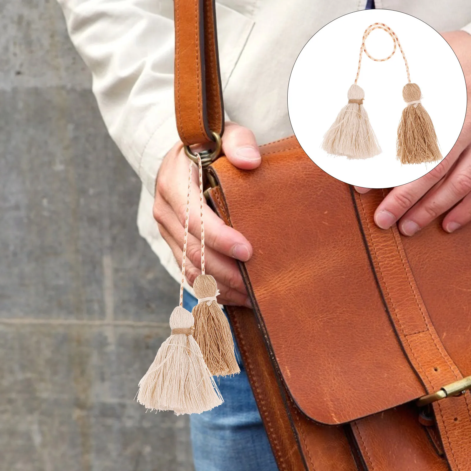 

2pcs Tassel Pendant For Craft Handwoven Cotton Tassel Diy Decor Accessory For Curtain Pillow Key Chain Bag Hanging Charm