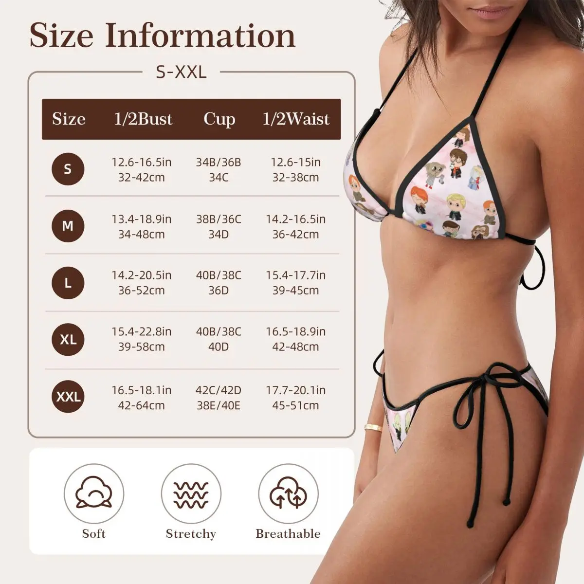 Custom H-Harries Anime Sexy Swimwear Print Magic Movie Bikini Sets Bikinis Sets for Womens Two Piece Swimsuits