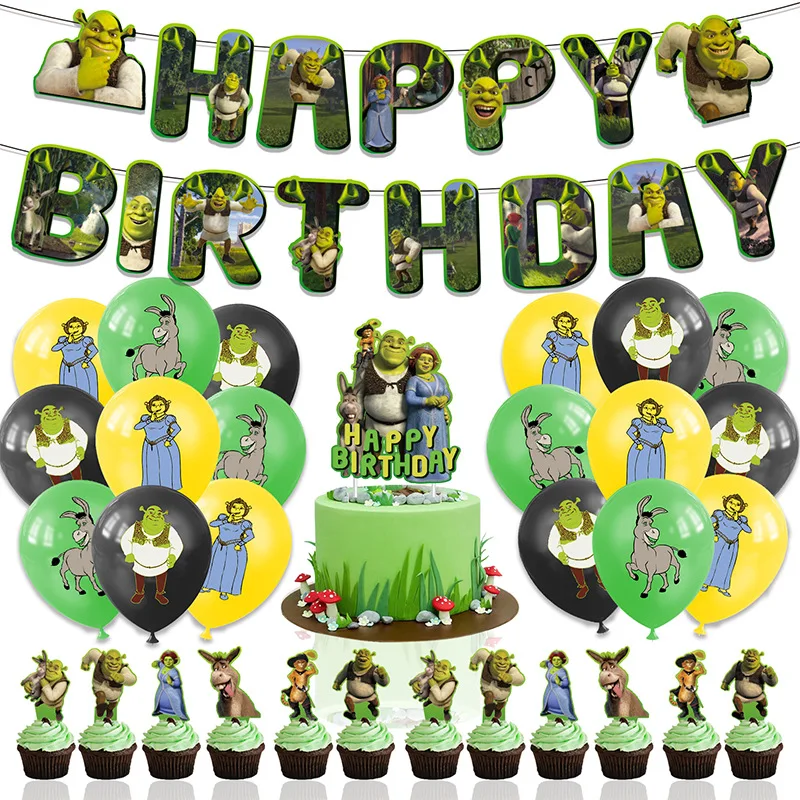 Disney Monster Shrek Theme Balloons Decor Children Birthday Party Funny Foil Balloons Cake Topper DIY Decor