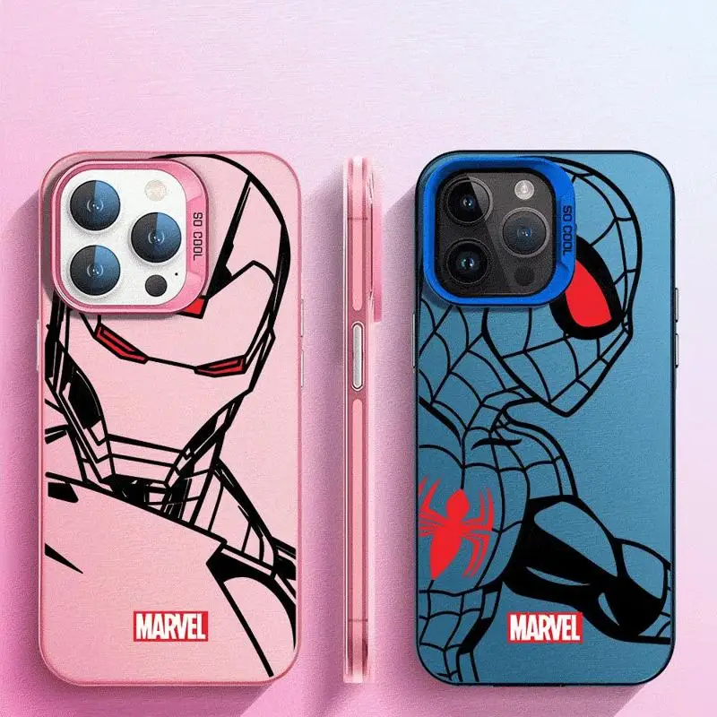 Marvel Spiderman Case For Apple iPhone 15 11 13 14 Pro Max 12 Silicone 15 Plus 11Pro high-level Matte Soft Phone Cover