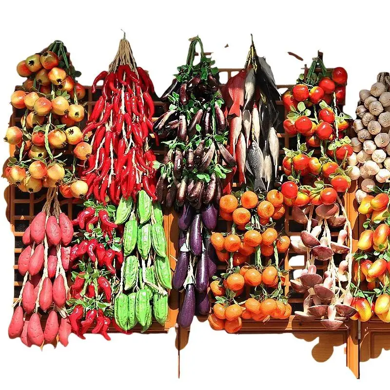 Lebensechte Künstliche Gemüse- und Obst-Strang-Anhänger 1 Bündel Falsches Lebensmittel-Modell für Küchen-Display Fotografie-Requisiten Dekoration – Detail 6