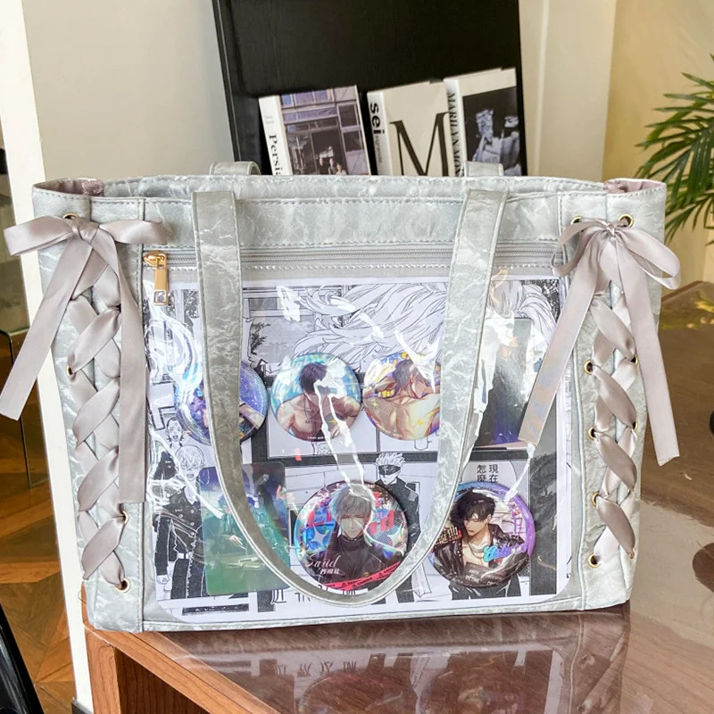 Neue Y2K süße japanische Ita Tasche Lolita Mädchen transparente Schultertasche große Kapazität Umhängetasche Casual Bag DIY Display Handtaschen
