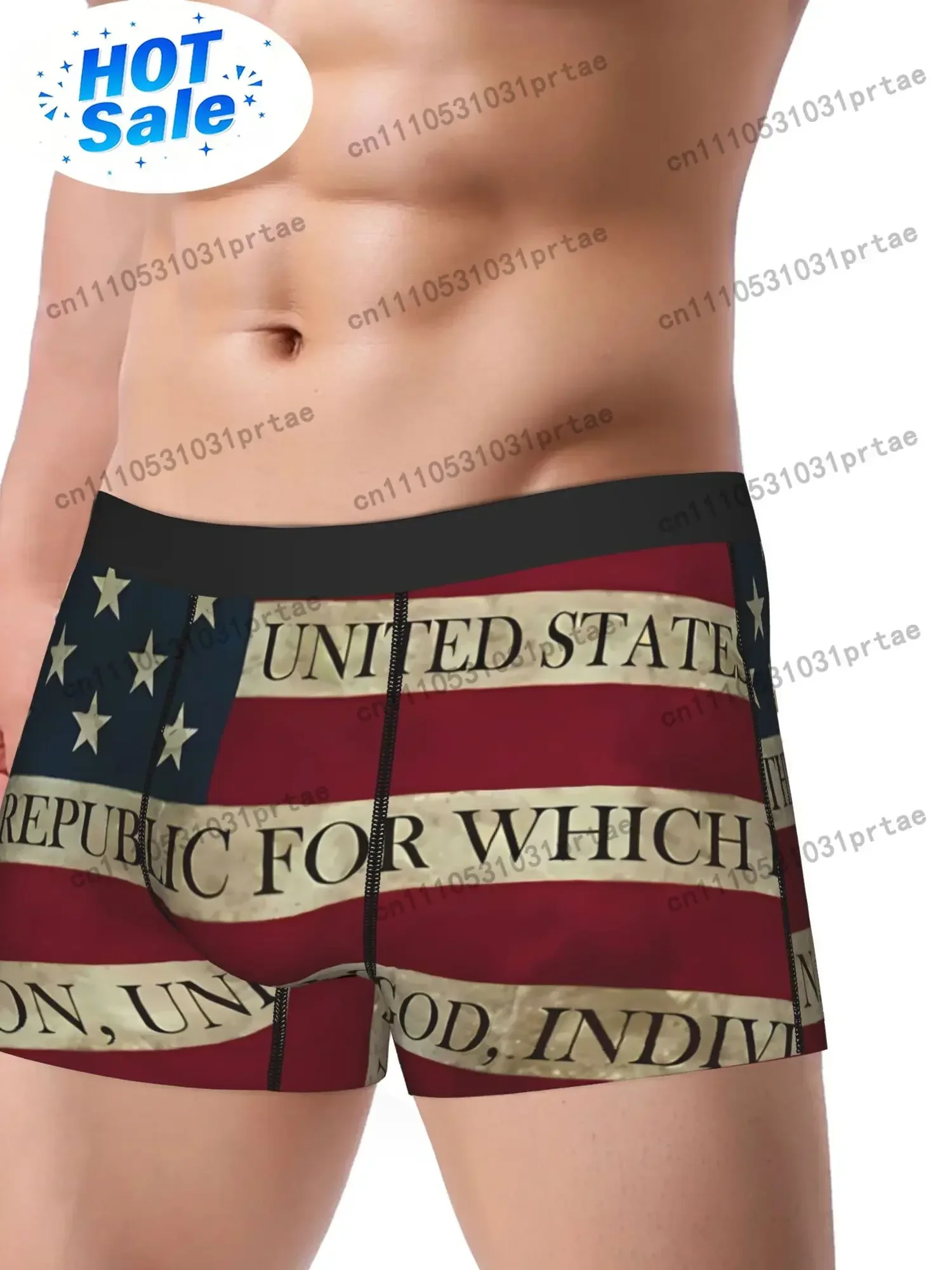 Polyester Briefs Featuring a National Flag Design bLACK