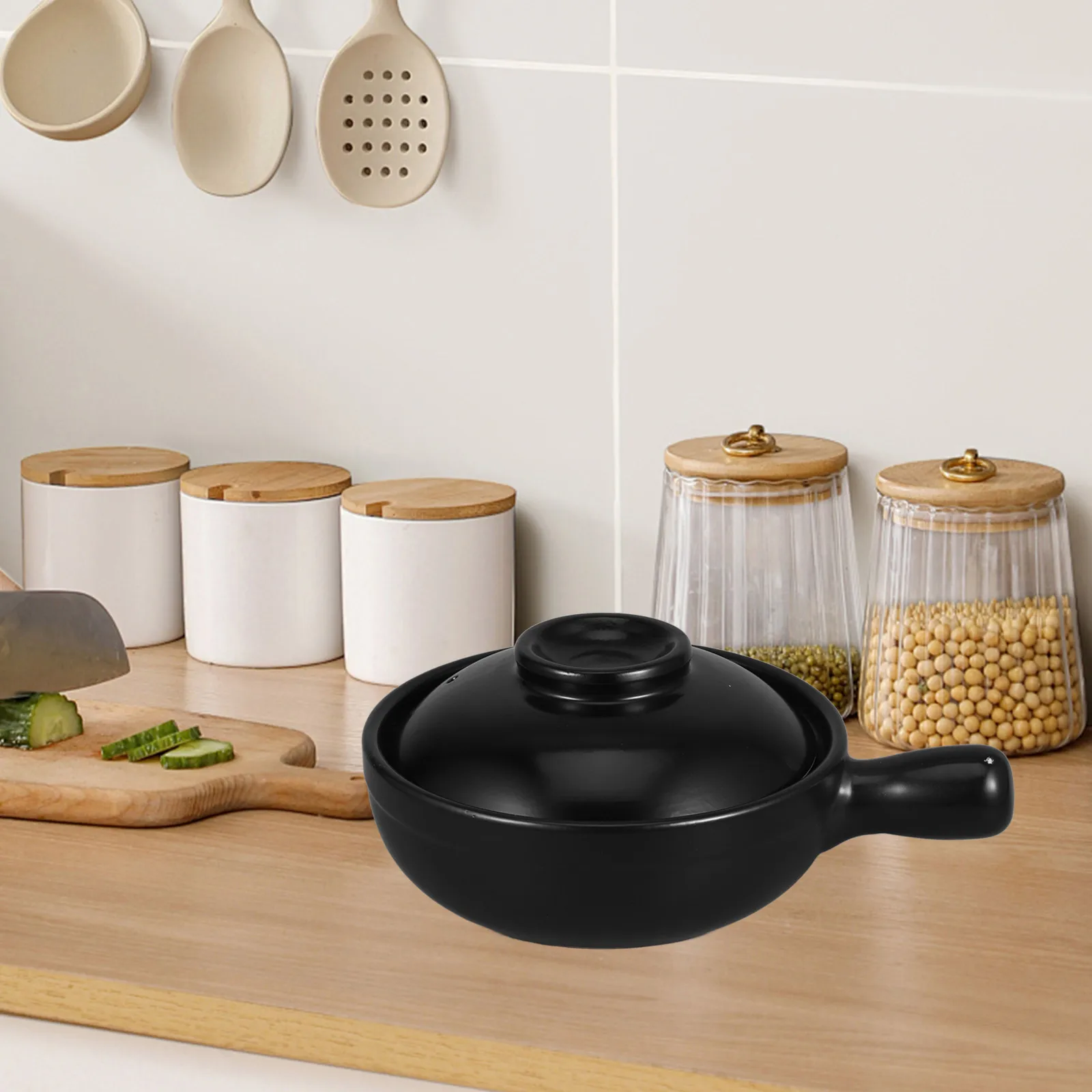 900 مللي وعاء الطين الصيني التقليدي خزفي من السيراميك لخلايا عصيدة الأرز سهلة التنظيف أواني طهي مقاومة للحرارة