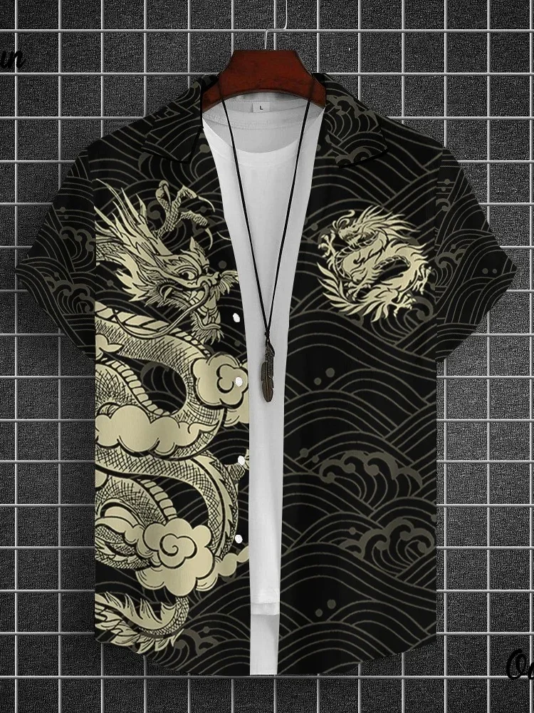 

Летняя мужская рубашка с 3D-принтом дракона, крутая мужская одежда с графическим изображением животных, мужская одежда в стиле Харадзюку, уличная мода, футболки с короткими рукавами