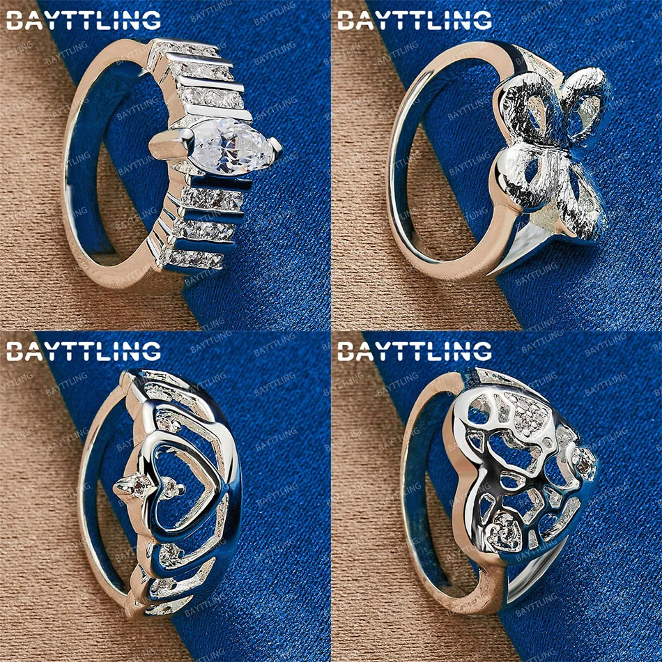 

Charming 925 Sterling Silver 7/8/9/10 Women's Exquisite Heart-Shaped Crown Butterfly Ring Fashion Jewelry Accessories