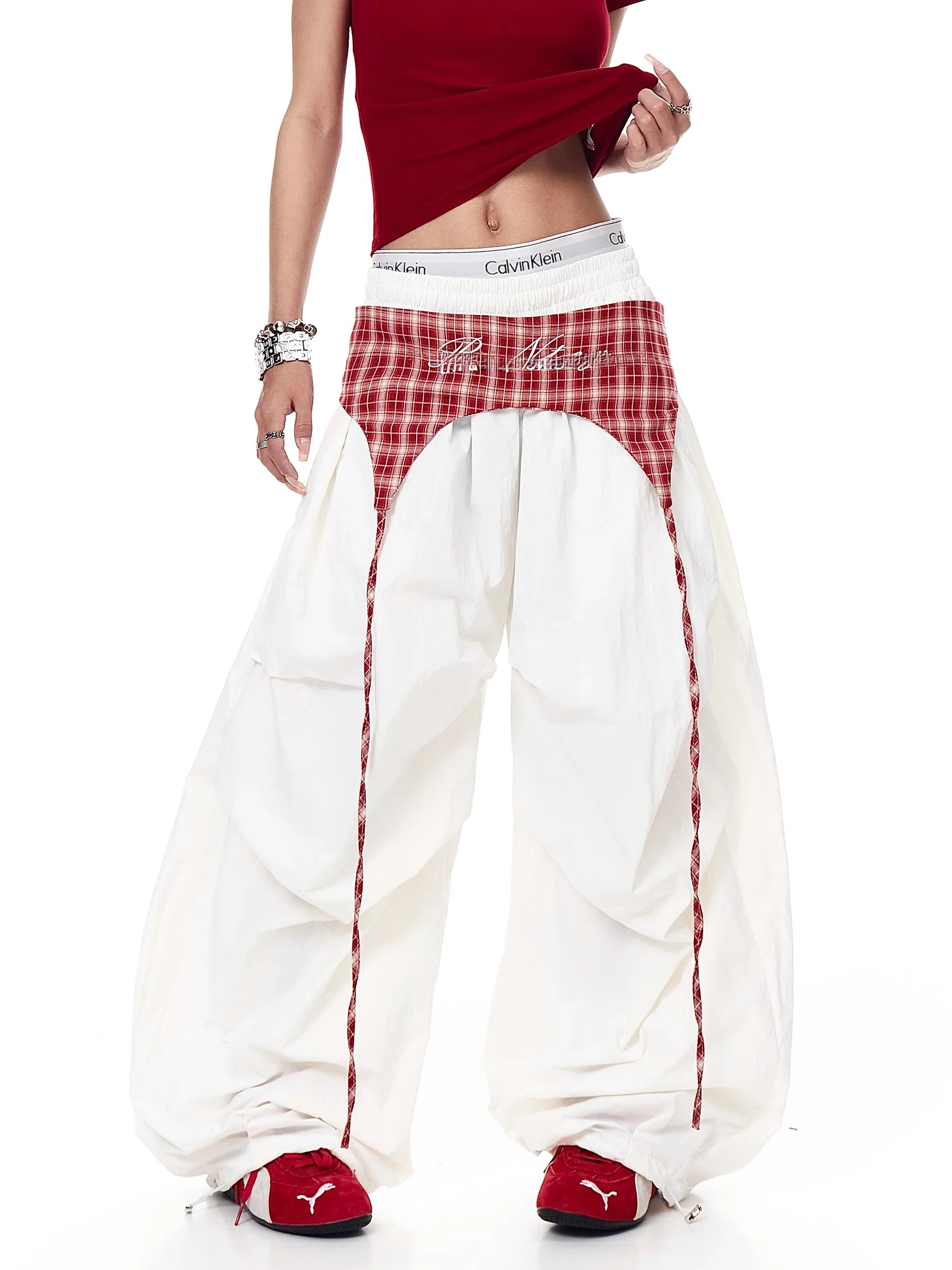 

American Retro Design Sense Layering Belted Pleated Workwear Paratrooper Pants Unisex Loose Casual Wide Leg Knife Pants