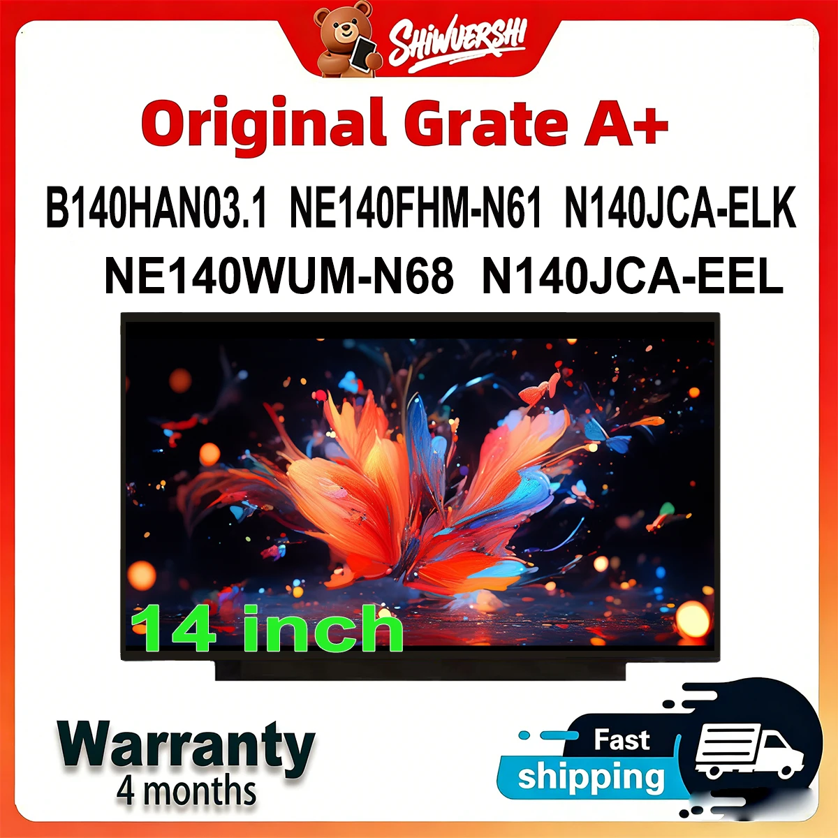 

Wholesale 14" Laptop Lcd Screen Monitor Panel Slim B140HAN03.1 NE140FHM N61 N140JCA ELK NE140WUM N68 N140JCA EEL 60Hz 30 pins
