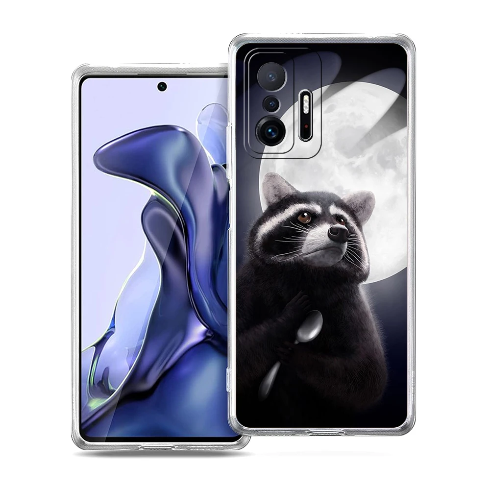 Animal bonito guaxinim transparente caso de telefone para xiaomi mi 11 ultra 12 11t 11x 11i lite poco x3 x4 nfc f3 gt m4 pro 5g casca macia