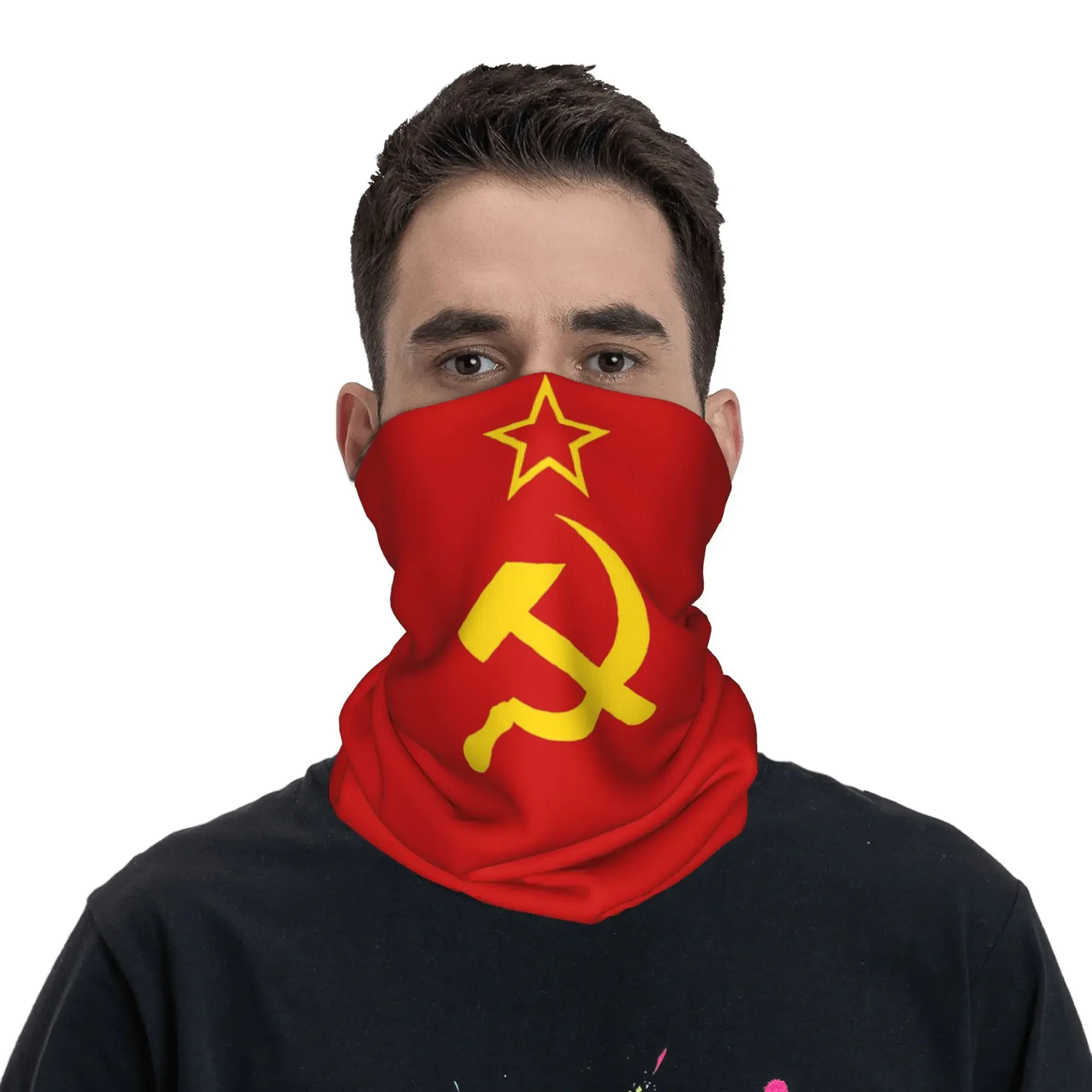 USSR Hammer and Sickle CCCP retro Russian Soviet Flag Bandana Neck Cover Mask Scarf Multifunction Cycling Scarf Running