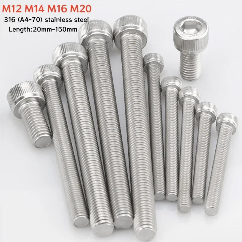 

M12 M14 M16 M20 Hexagon Hex Socket Cap Head Screw 316 A4 Marine Stainless Allen Bolts Hex Screw with Key DIN912 Oversize