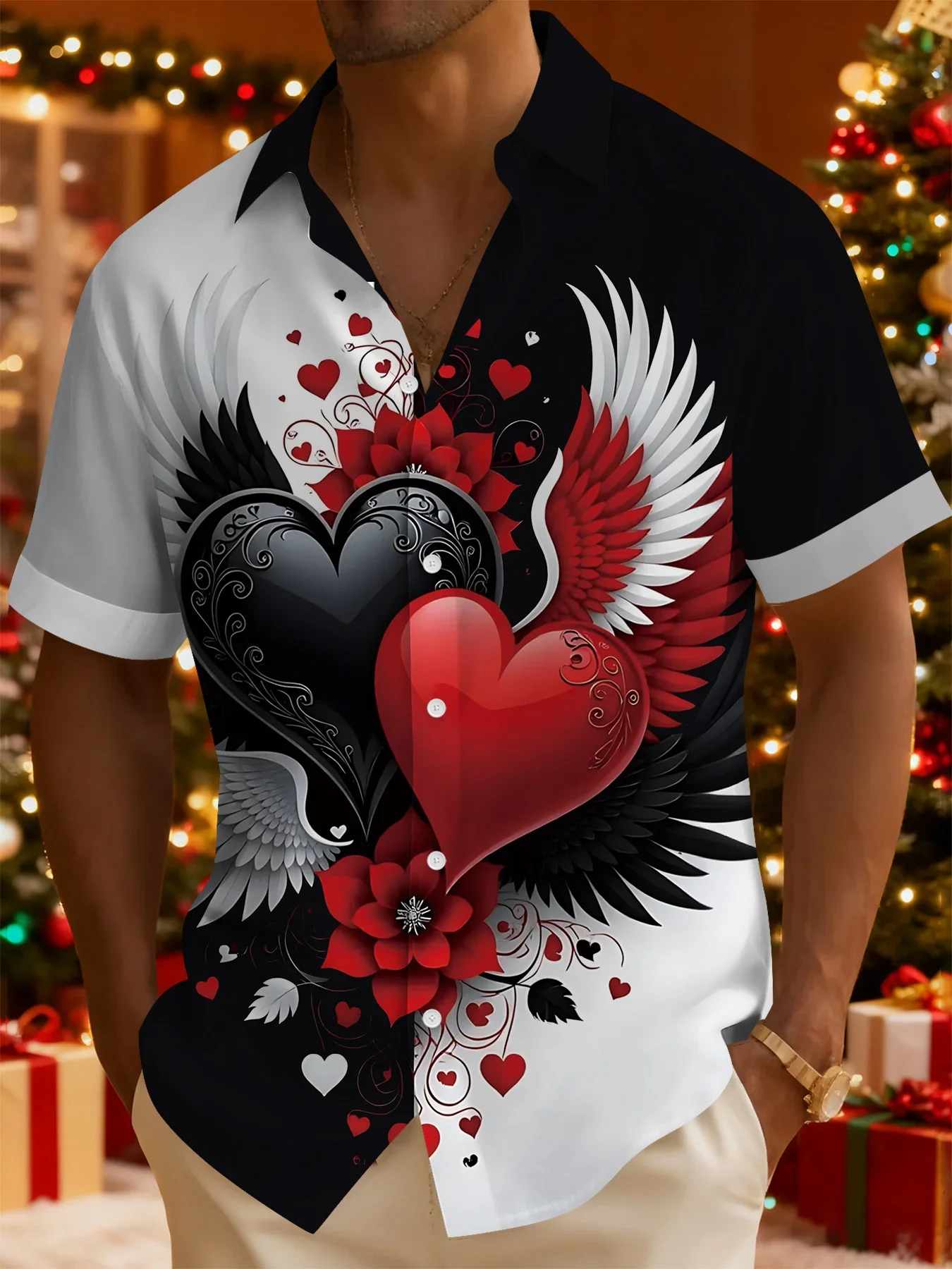 Men's Casual Holiday Shirt Summer Man Short Sleeve Hawaiian Fashion Print Lightweight Breathable Beach Party Tops
