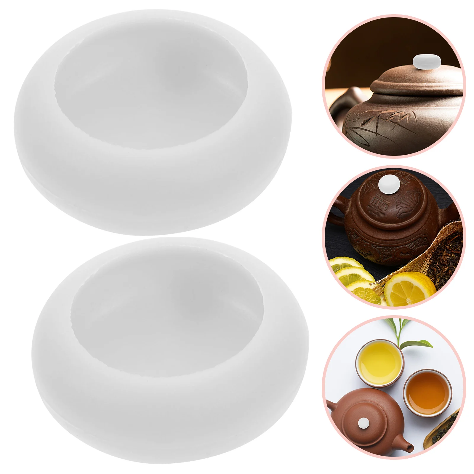 

2 Pcs Anti-scalding Silicone Sleeve Kettle Teapot Lid Knob Replacement Cover Handle Top White Stovetop