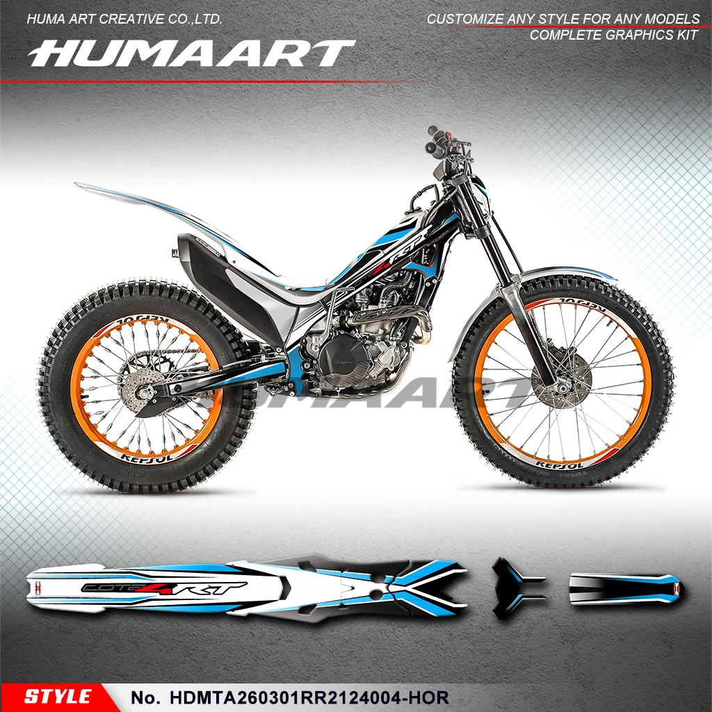 

Графический комплект наклеек HUMAART MX Racing для Honda Montesa Cota 4RT 260R 301RR 2021 2022 2023 2024, синий, HDMTA260301RR2124004-HOR