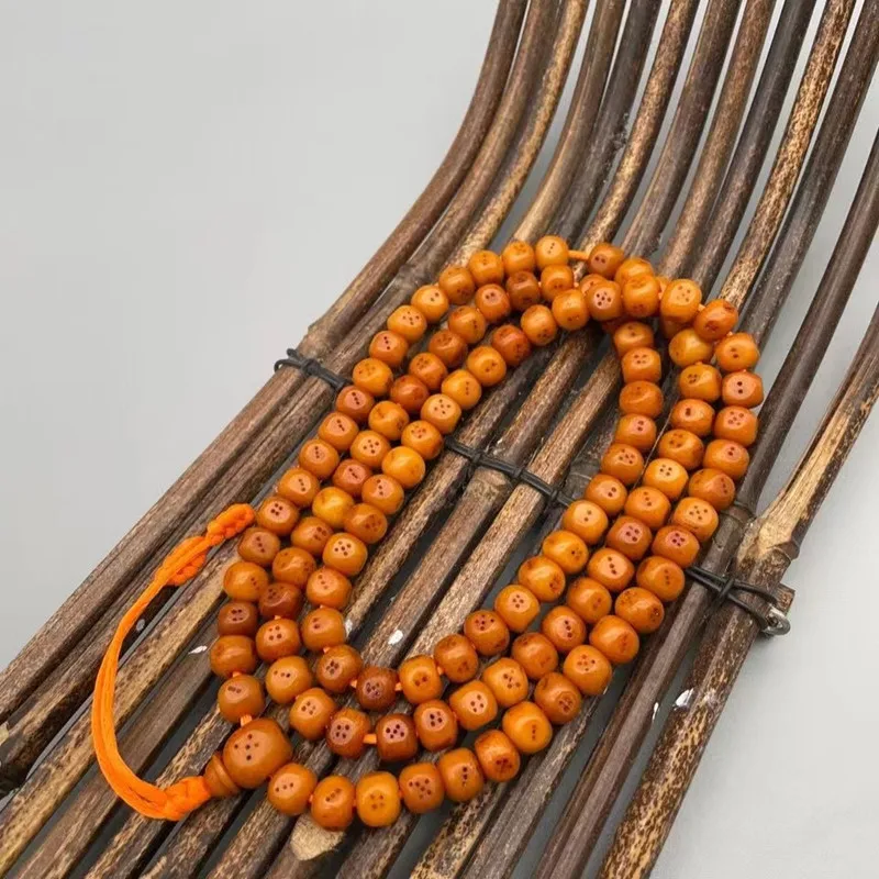 Cow bone square dice-shaped, round oil-treated 108-bead mala beads cow bone bracelet