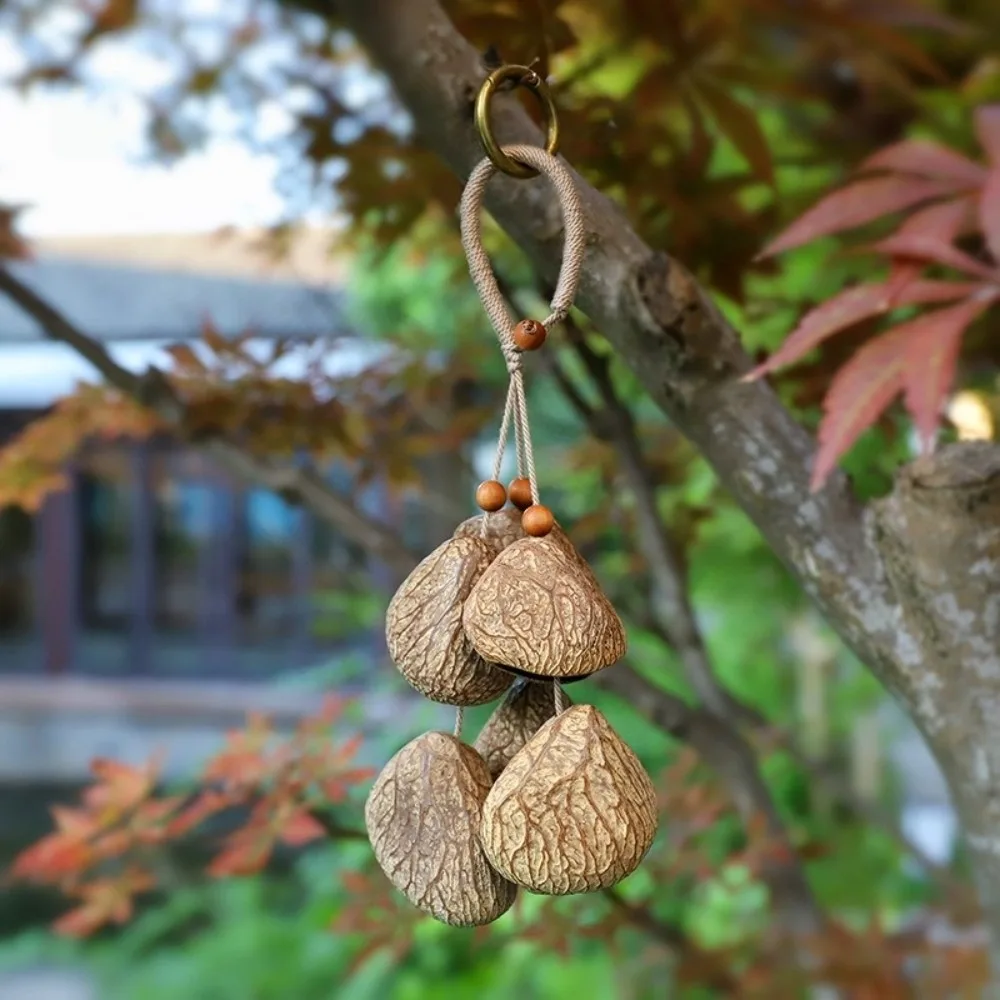 Creative Sound Heal Natural Fruit Shell Keychain Handmade Bohemian Style Hand-Cranked Wind Chime DIY Bag Pendant Home Decor