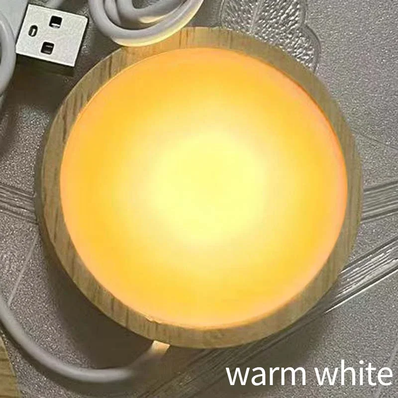 6/8/10CM LED Night Light with Wood Base DIY Resin Wine Bottle Decor Table Lamp Glass 3D Decorative Ball Acrylic Decoration